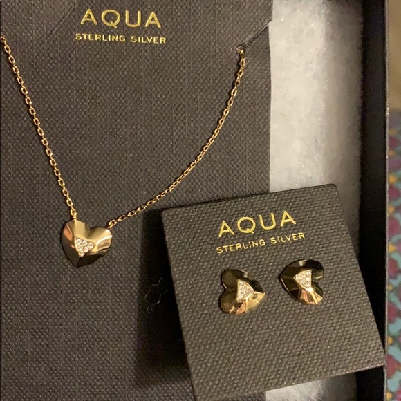 Aqua Set of 18k gold plated sterling silver jewelry
